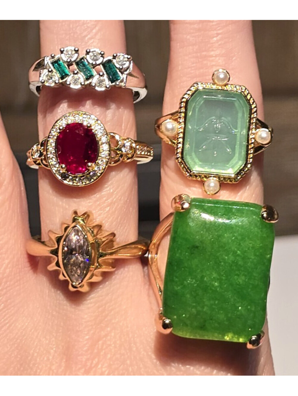 5pc Cocktail Ring Size 9.5 & 9 Avon Vintage & Modern